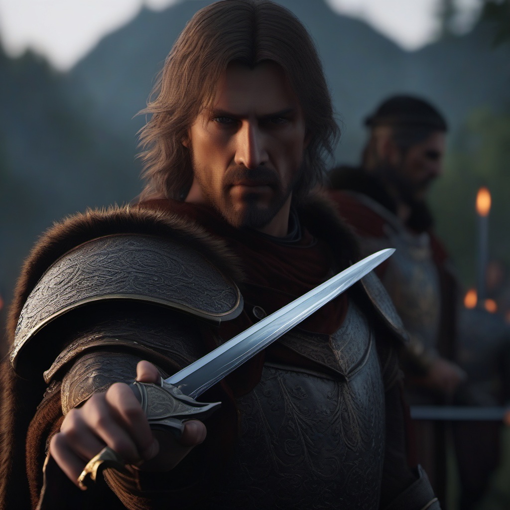 In a medieval kingdom, cursed sword possesses those who wield it, seeking vengeance against its creators.  8k, hyper realistic, cinematic