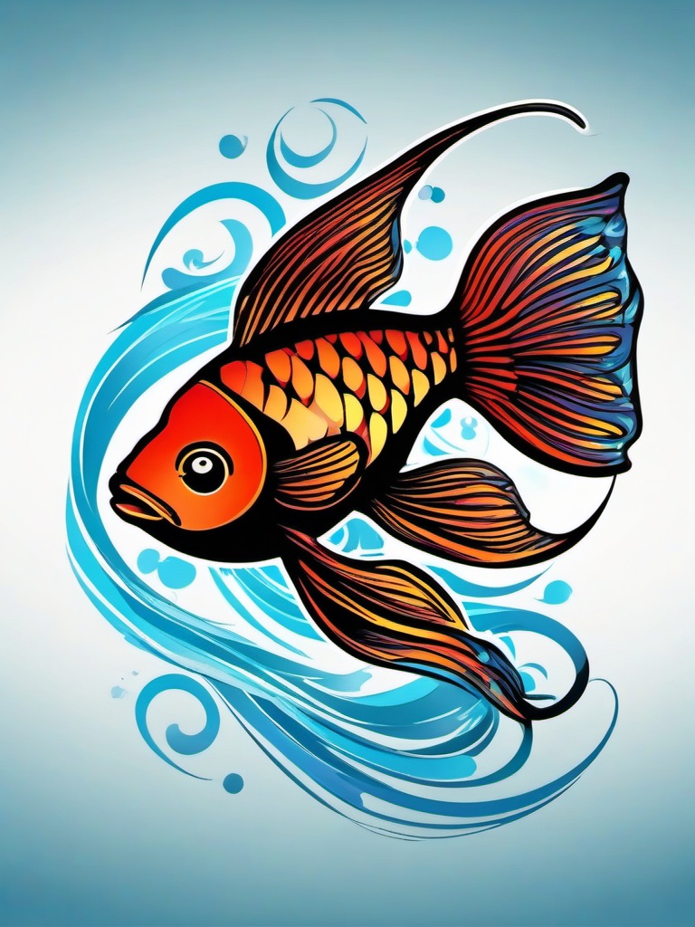 aquarius fish tattoo  simple vector color tattoo