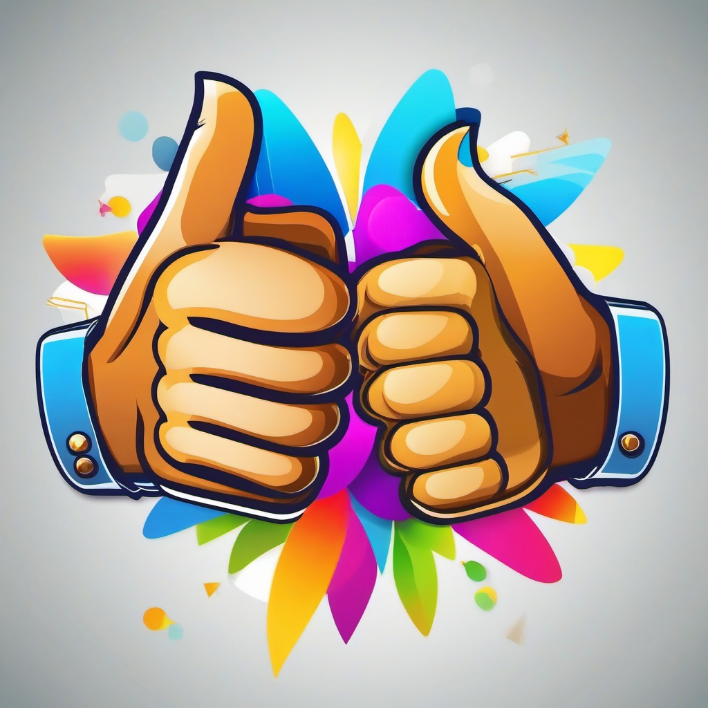 Clipart of Thumbs Up - Thumbs up for liking and approval,  color vector art