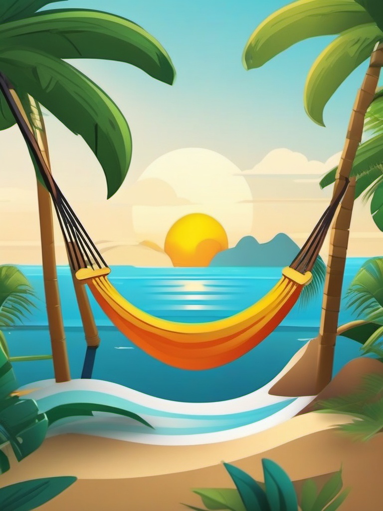 Island and Hammock Emoji Sticker - Swinging in island bliss, , sticker vector art, minimalist design