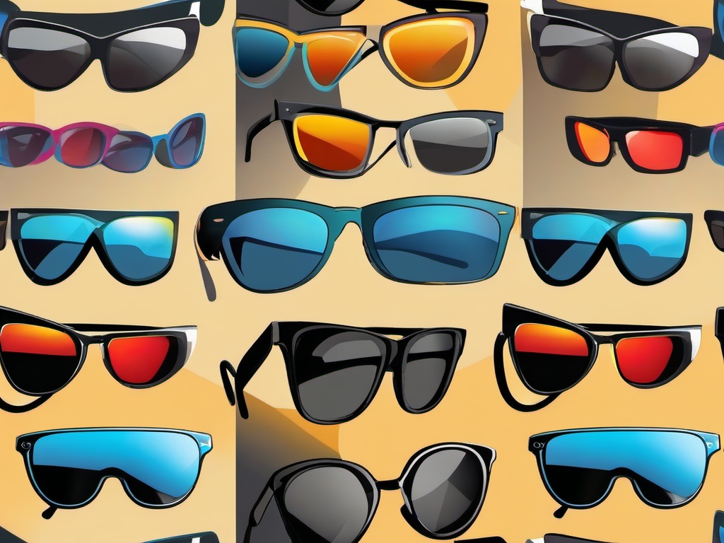 Sunglass clipart - sunglasses with reflections of the beach  