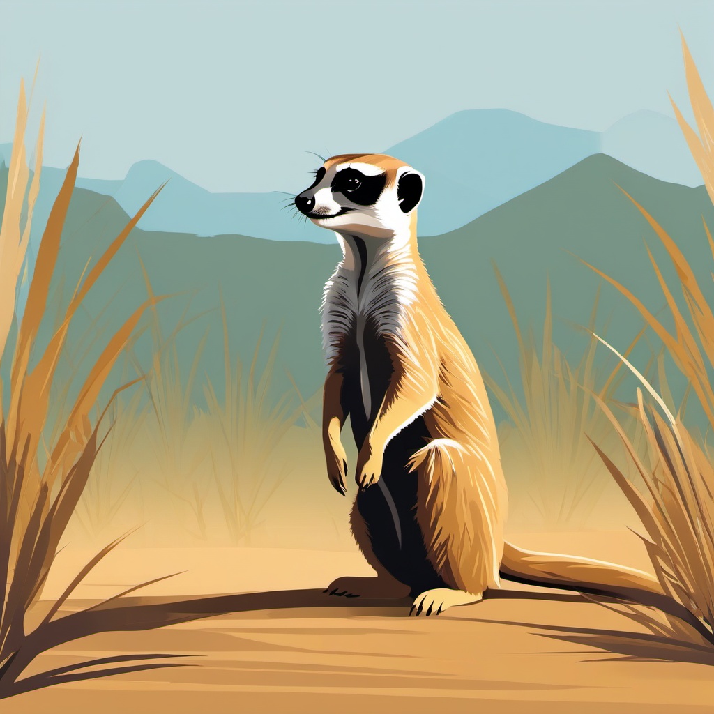 Cute Meerkat in the African Savanna  clipart, simple