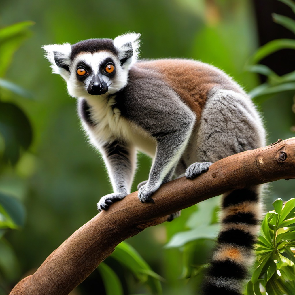 Cute Lemur in the Madagascar Rainforest  clipart, simple