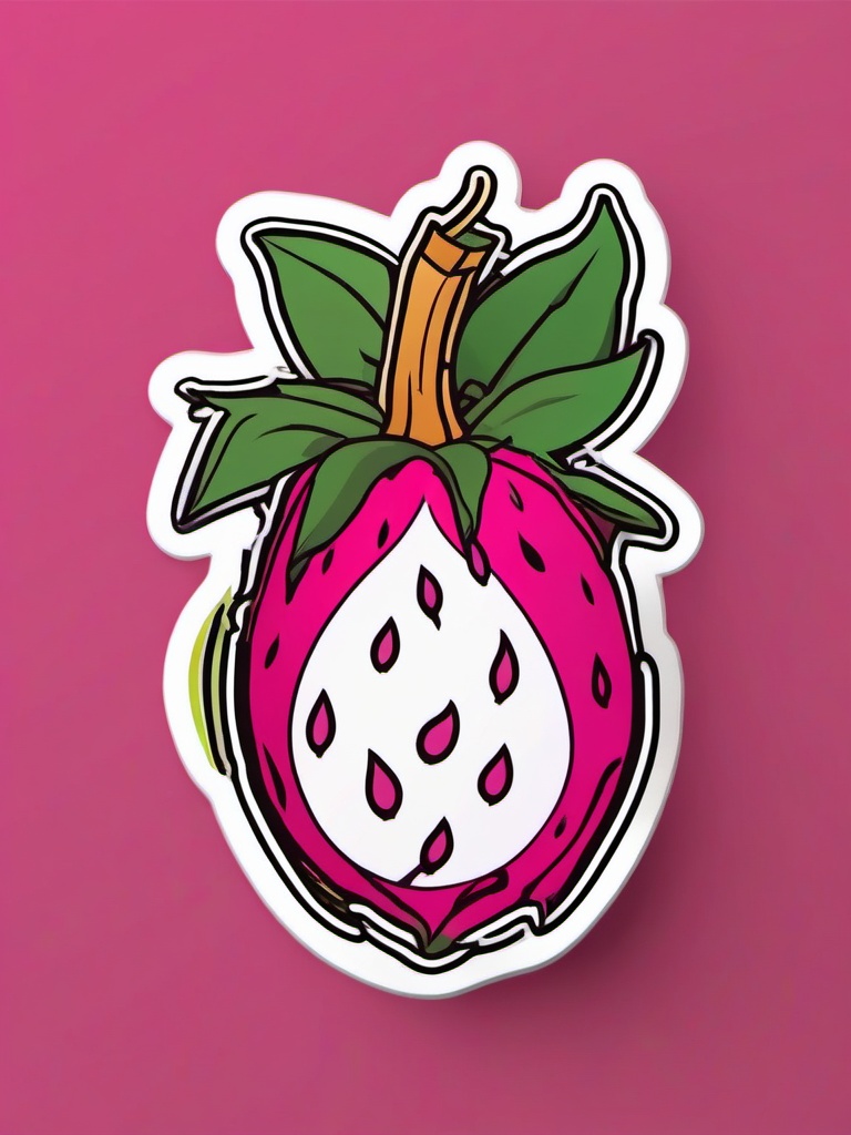 Dragon Fruit Sticker - Unique and visually stunning, a dragon fruit-themed treat, , sticker vector art, minimalist design