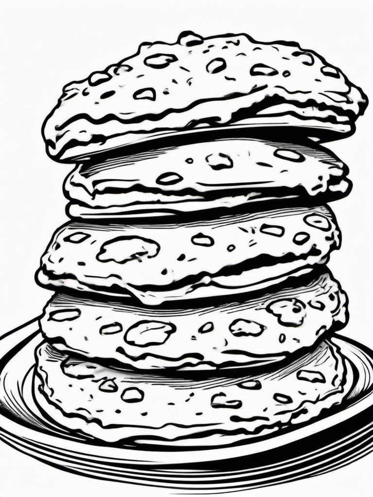 Food Coloring Pages - Stack of cookies on a plate  simple coloring pages