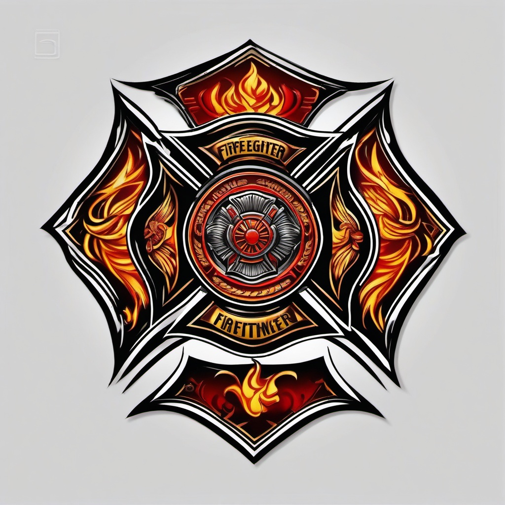 firefighter symbol tattoo  simple color tattoo,white background