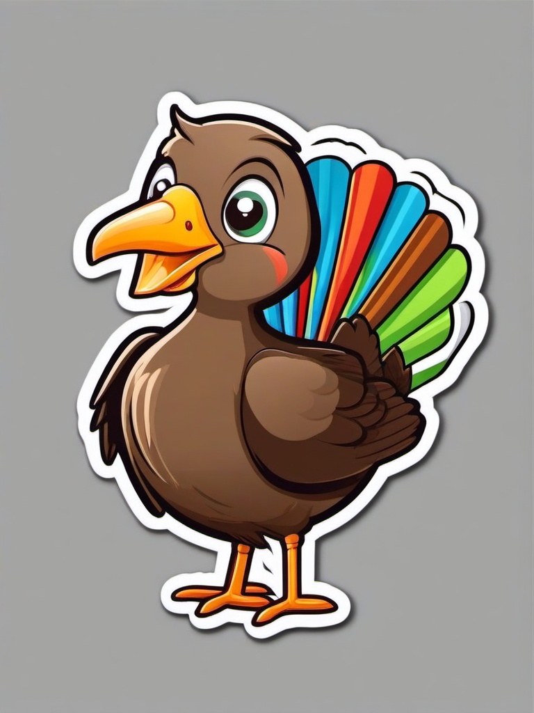 Turkey cartoon - farm bird with a fan tail  cartoon sticker style