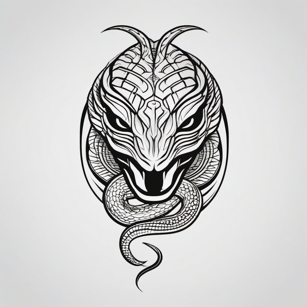 Snake Head Tattoo - Tattoo featuring the head of a snake.  simple vector tattoo,minimalist,white background