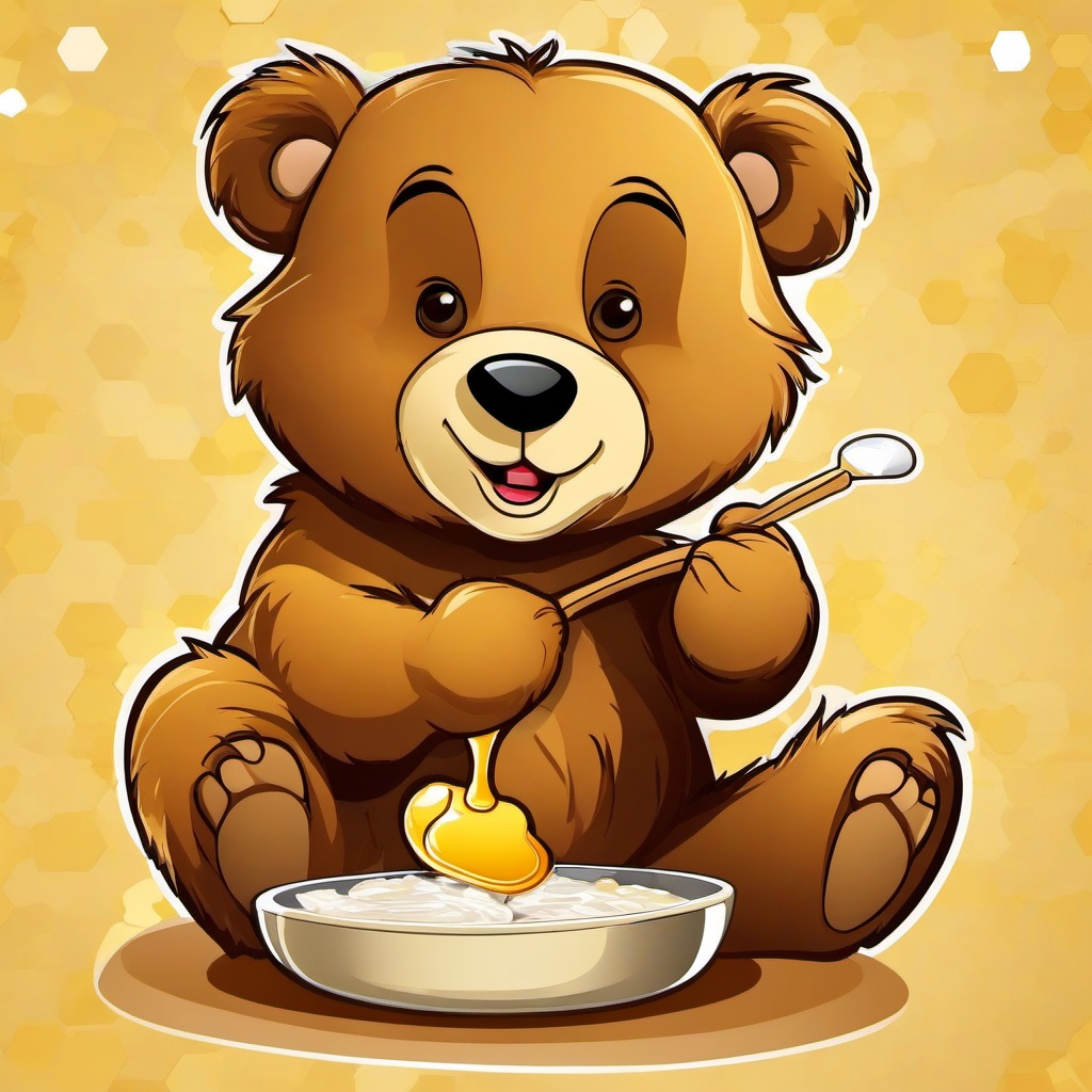 Bear clipart - cartoon bear eating honey  