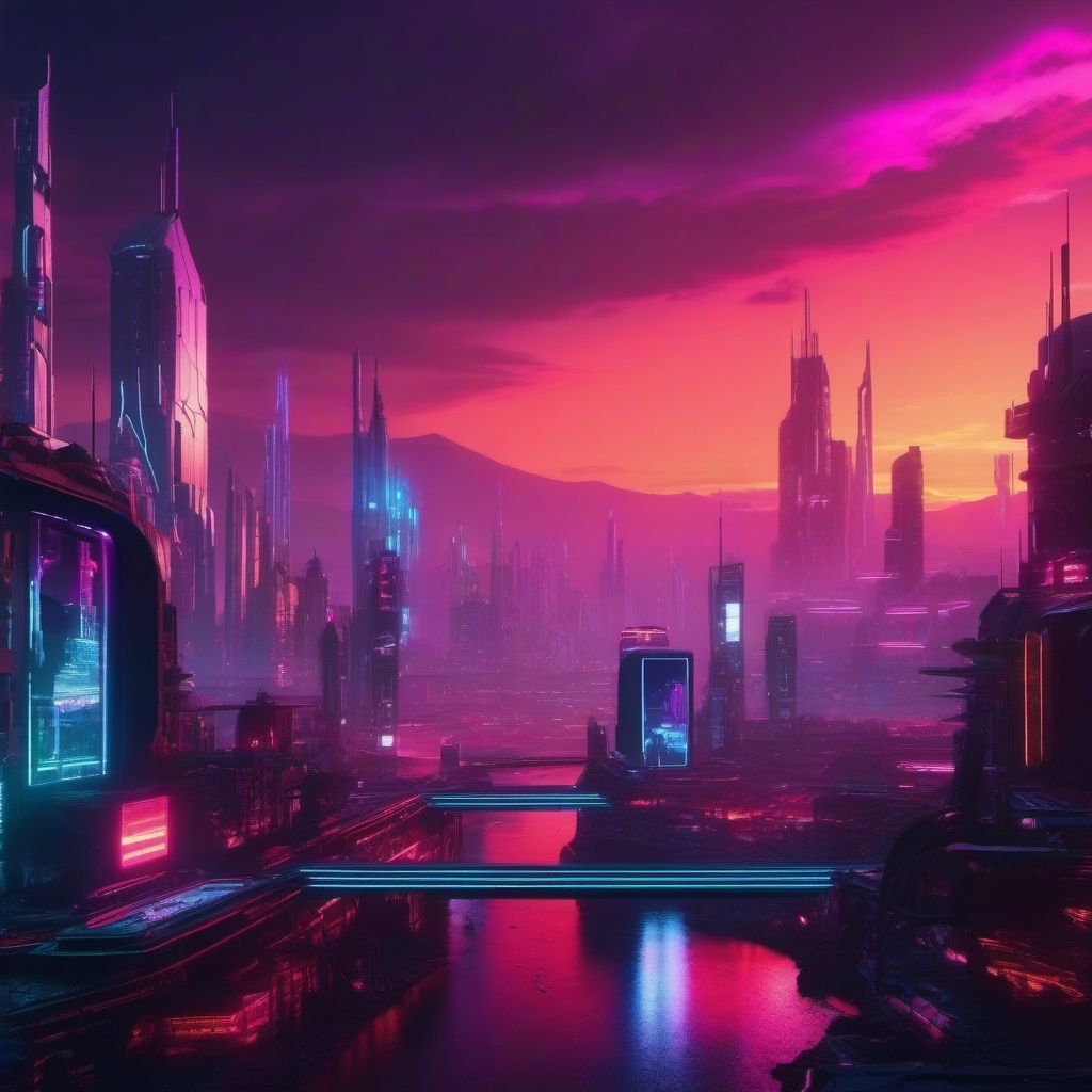 Cyberpunk Landscape - A futuristic cyberpunk landscape with neon lights and a dystopian city  8k, hyper realistic, cinematic
