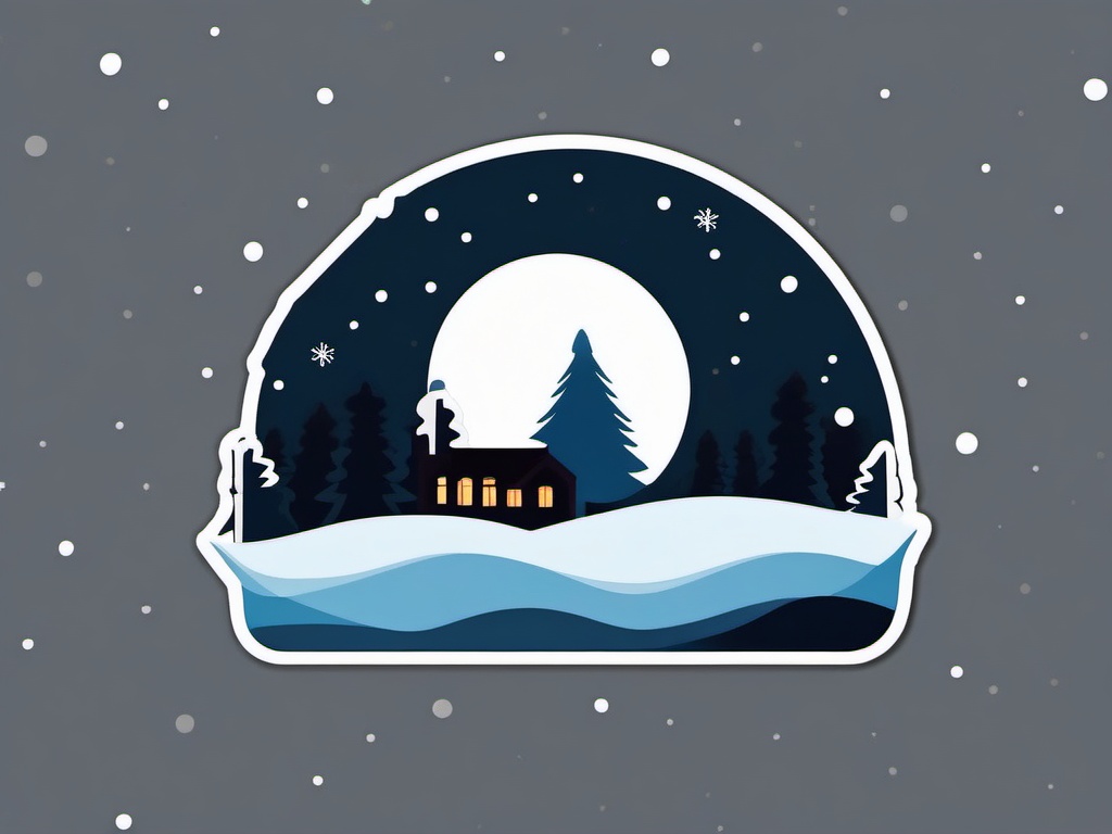 Chilly Night Sticker - Bundle up and appreciate the crispness of a chilly night with this cool and serene sticker, , sticker vector art, minimalist design