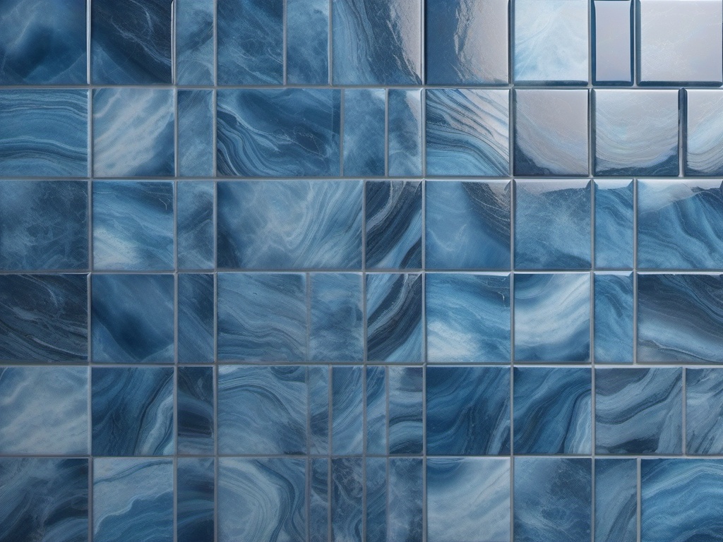 Porcelain tiles in a Blue Fantasy-inspired design with a matte sheen top view, product photoshoot realistic background, hyper detail, high resolution