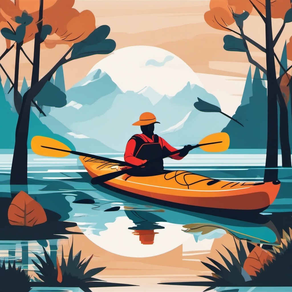 Kayaking Adventure clipart - An adventurous kayaker on the lake., ,vector color clipart,minimal