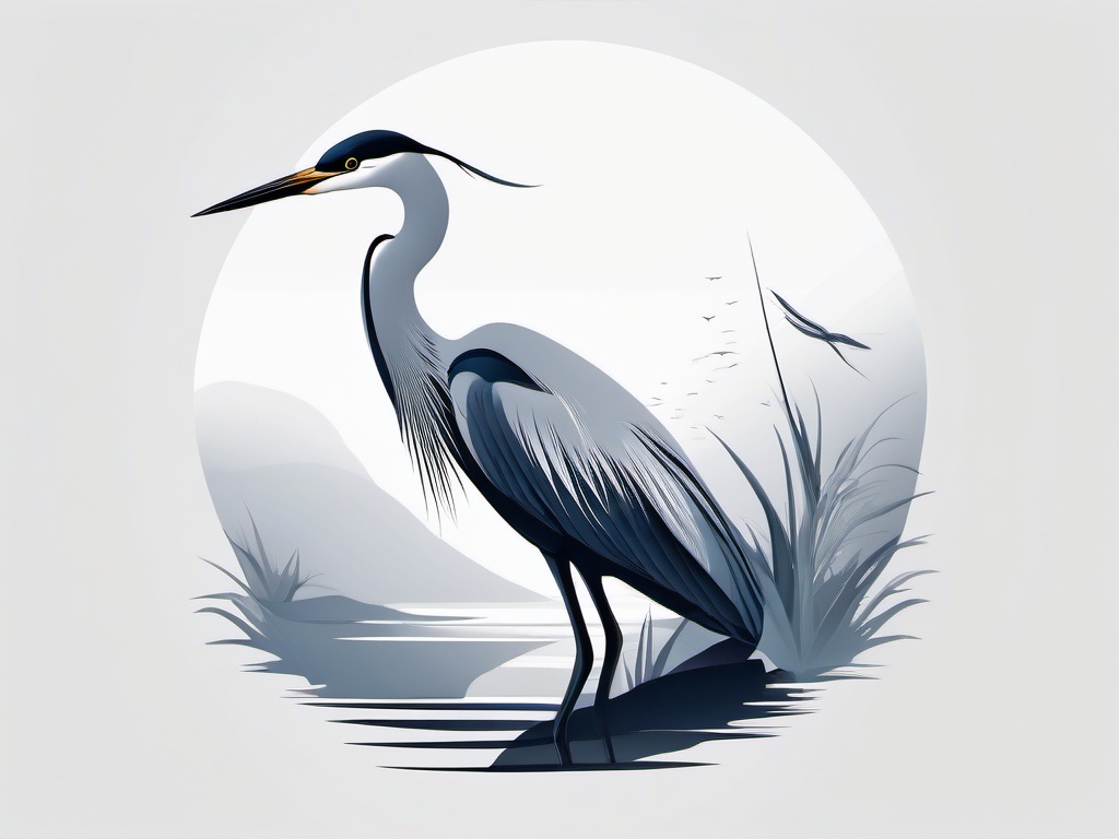 Heron Tattoo - Elegant heron tattoo  minimal tattoo design, white background