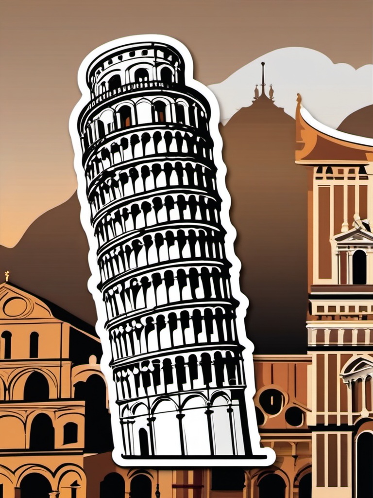 Pisa Tower sticker- Leaning tower in the iconic Piazza dei Miracoli, , sticker vector art, minimalist design