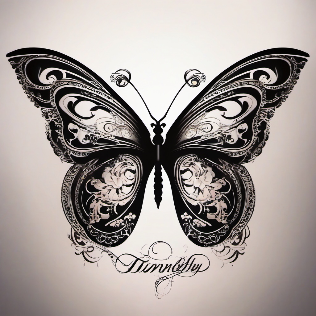 infinity tattoo with names and butterfly  