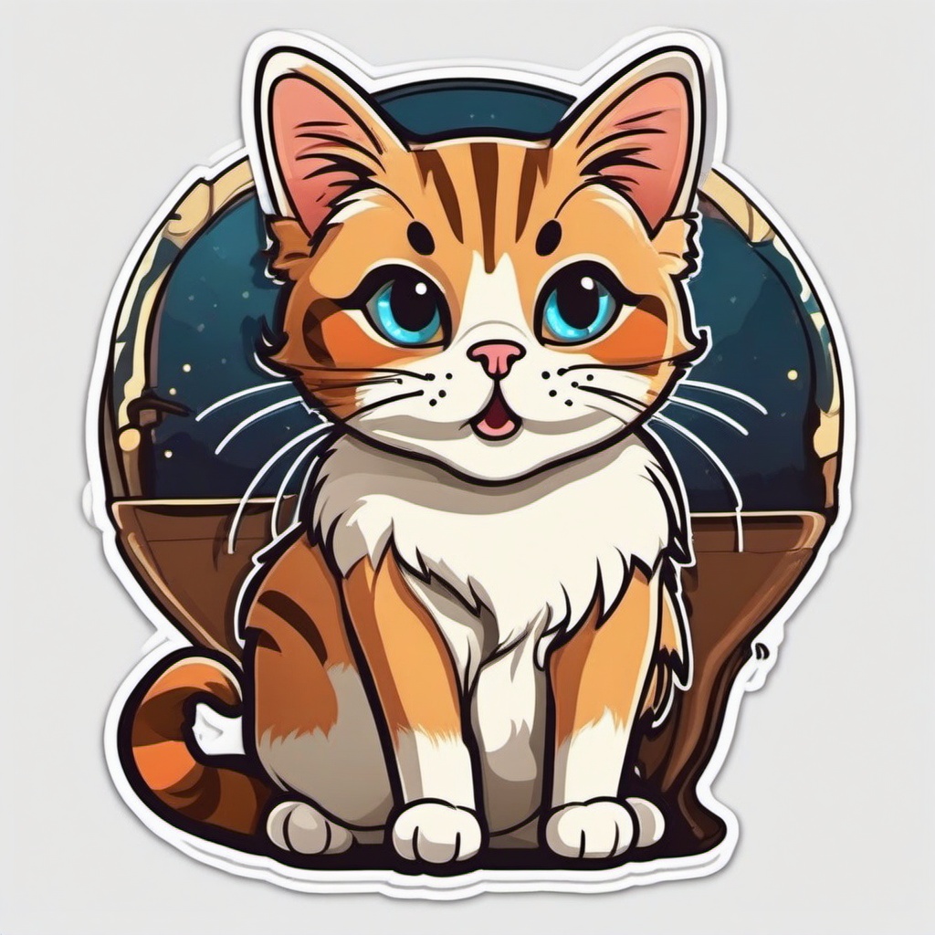 Cat cartoon - curious pet with nine lives  cartoon sticker style