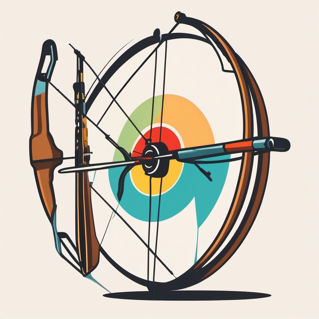 Archery Bow Clipart - An archery bow aiming for the bullseye.  color vector clipart, minimal style