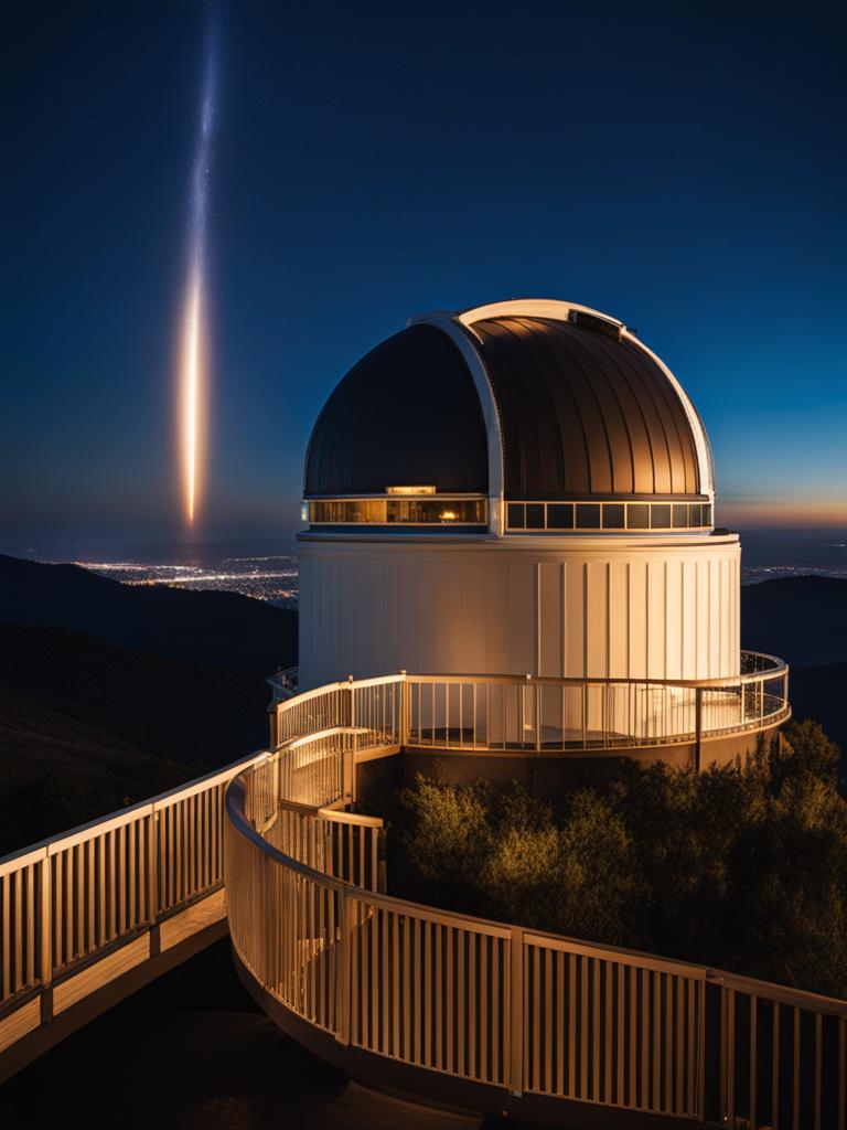 gaze at the stars from an observatory located in the heavens at celestial observatory. 