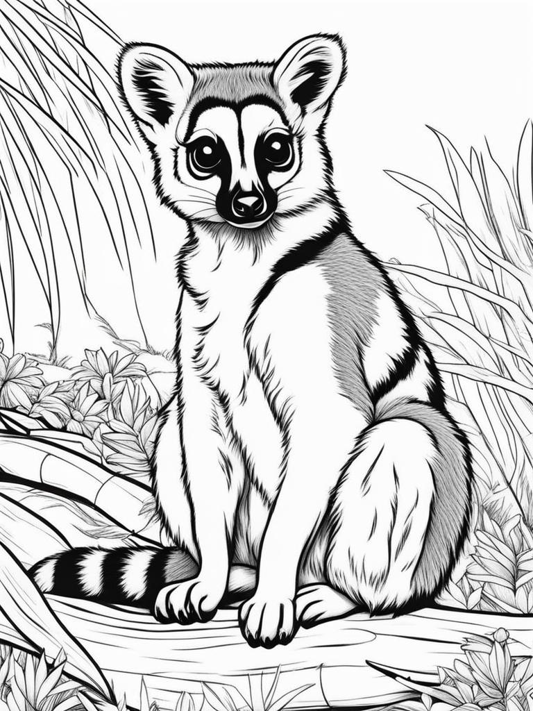 ring-tailed lemurs cute animals coloring page 