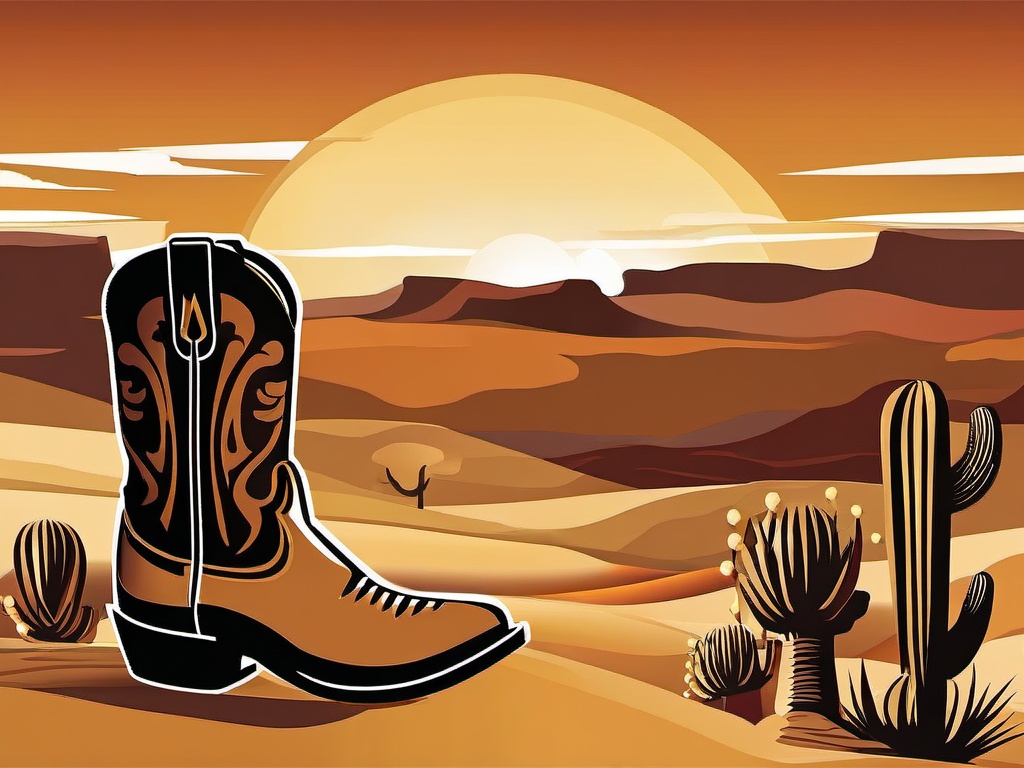 Cowboy Boot clipart - cowboy boot surrounded by desert scenery  