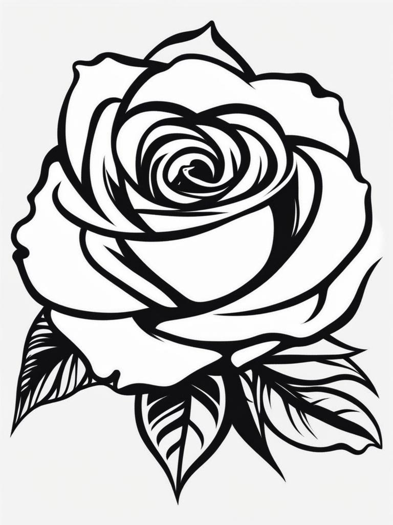 Rose outline tattoo, Minimalist and straightforward tattoos featuring rose outlines.  vivid colors, white background, tattoo design