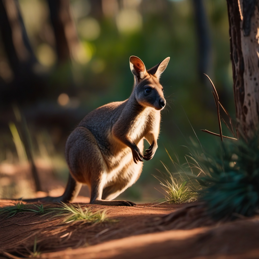 Cute Wallaby Hopping in an Australian Bushland 8k, cinematic, vivid colors