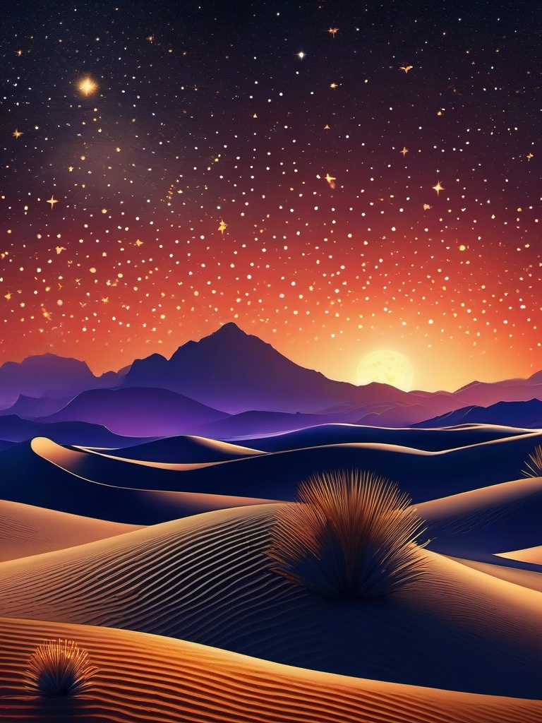 Sky Wallpaper - Starry Night Sky Over the Desert  intricate patterns, splash art, wallpaper art