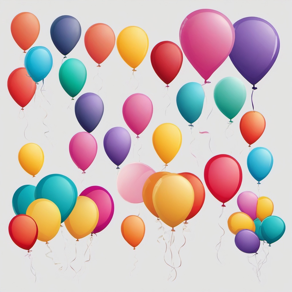 Wedding Balloons clipart - Colorful wedding balloons, ,vector color clipart,minimal