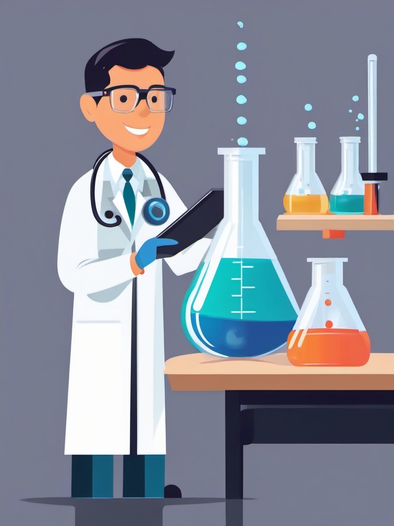 Scientist clipart - Person conducting experiments and research, ,color clipart vector style