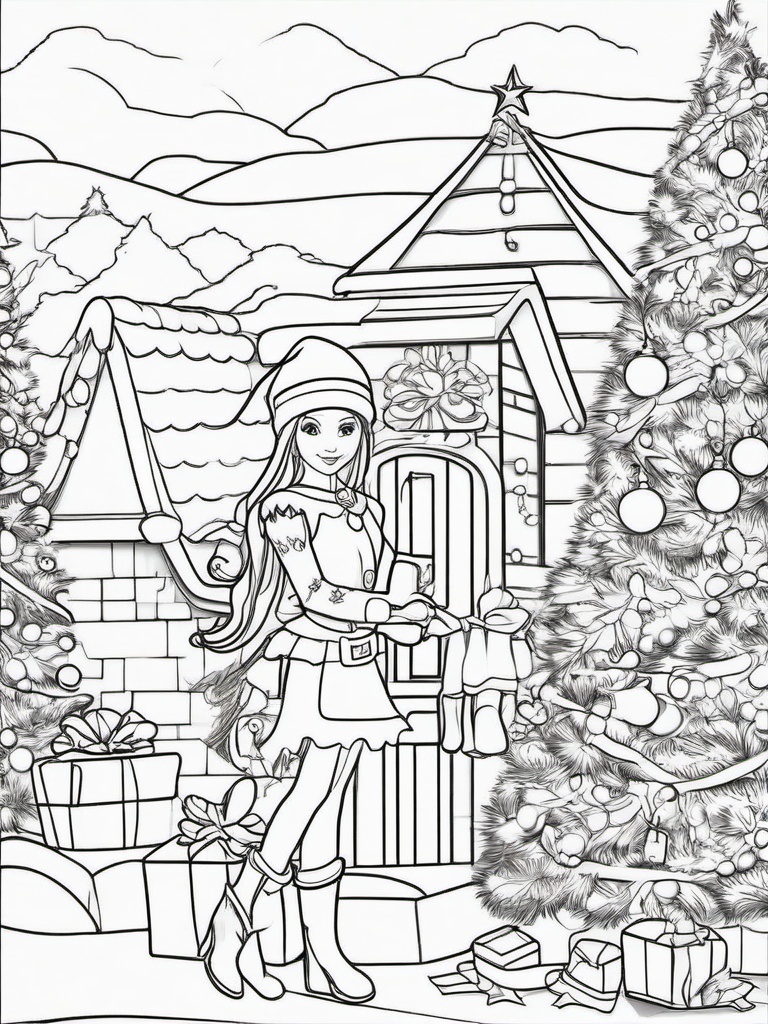 Christmas Colouring Pages Elf  outling,coloring pages,black and whit