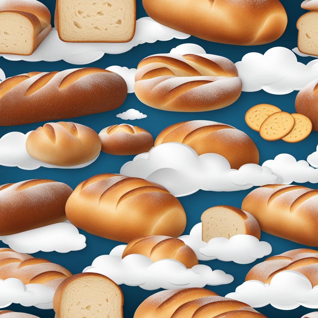 bread clipart - loaves of bread transformed into floating clouds, ready to be savored 