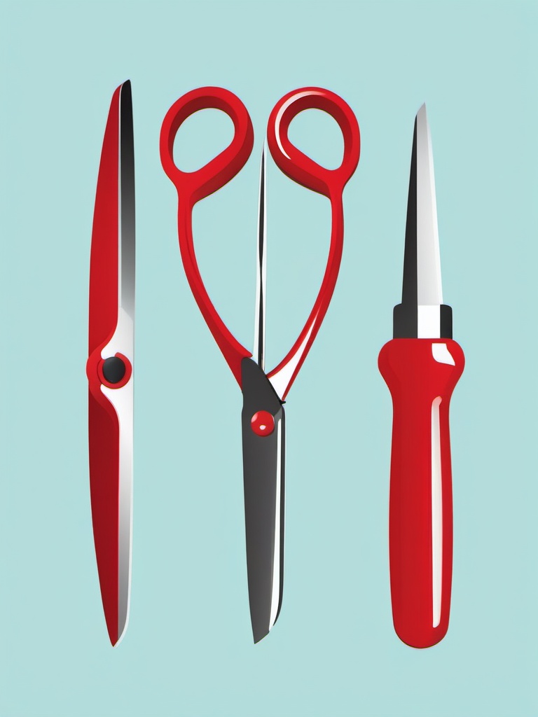 Scissors clipart - open scissors lying on a desk  color,minimalist,vector clipart