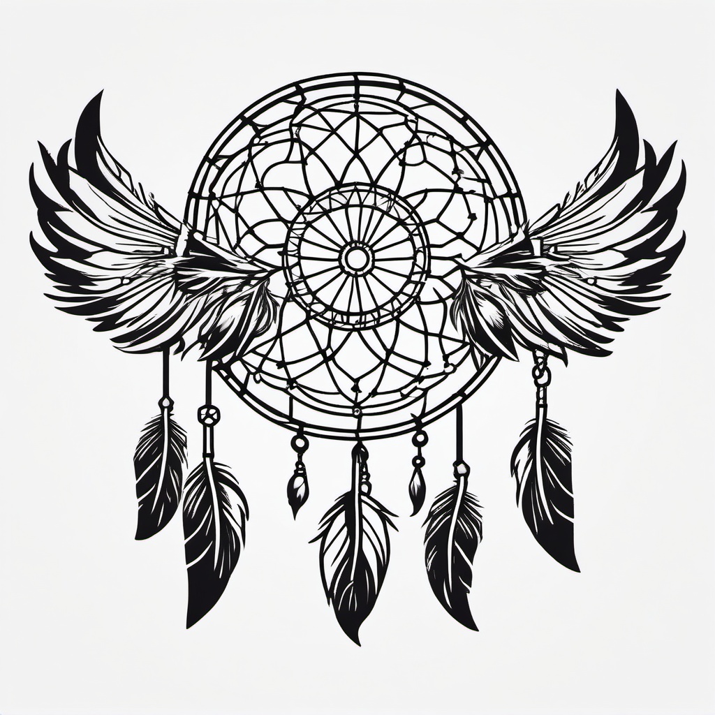 Cherokee Dream Catcher Tattoo - Dream catcher tattoo inspired by Cherokee culture.  simple vector tattoo,minimalist,white background