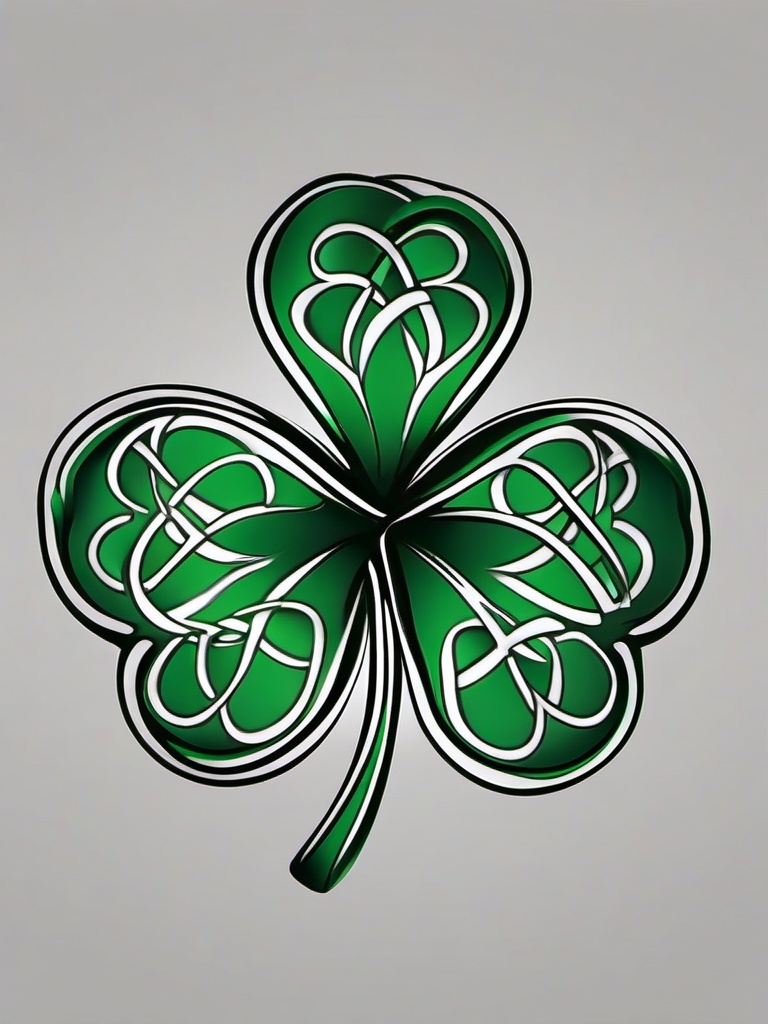 celtic four leaf clover tattoo designs  simple color tattoo,minimal,white background