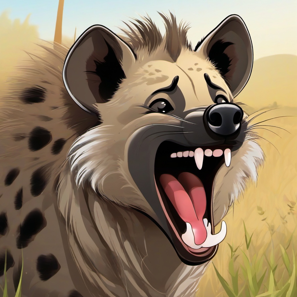 Hyena cartoon - Hyena laughing with its pack  