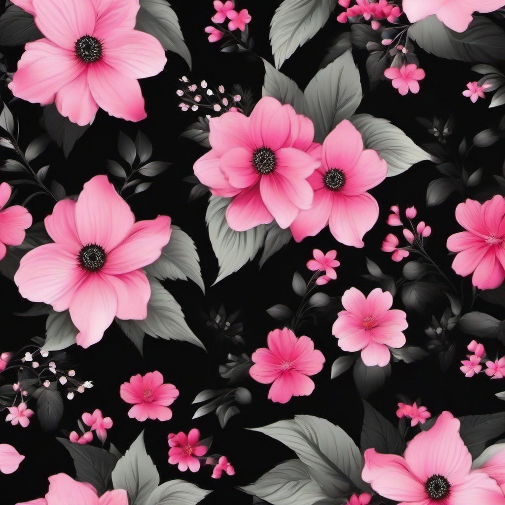 Flower Background Wallpaper - black wallpaper with pink flowers  