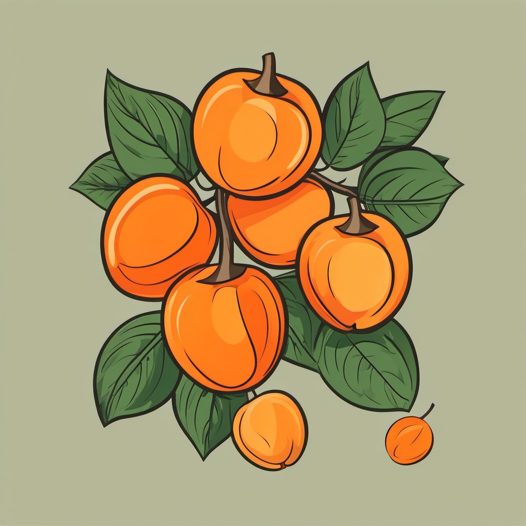 Apricot Clipart - Sweet and ripe apricot fruit.  color vector clipart, minimal style