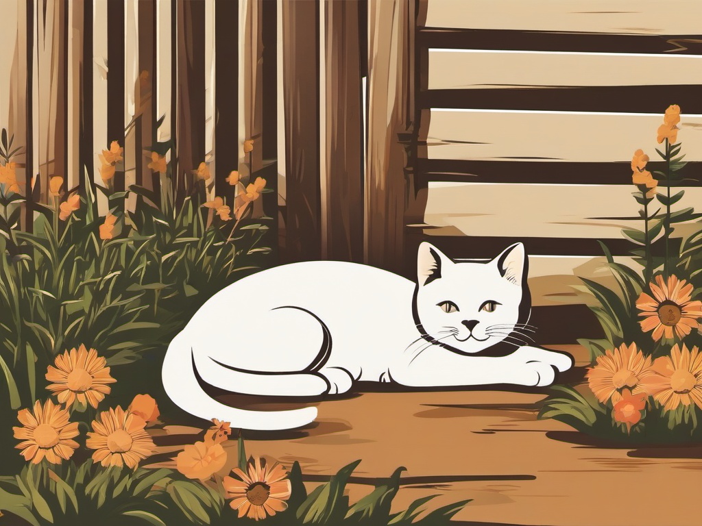 Cats on the Farm clipart - Cats lazing in the barn, ,vector color clipart,minimal