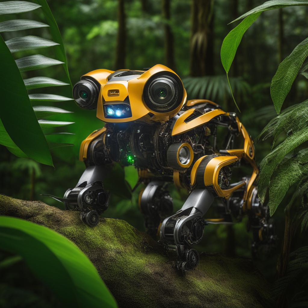 mechanical menagerie: amazon rainforest teeming with robot wildlife 