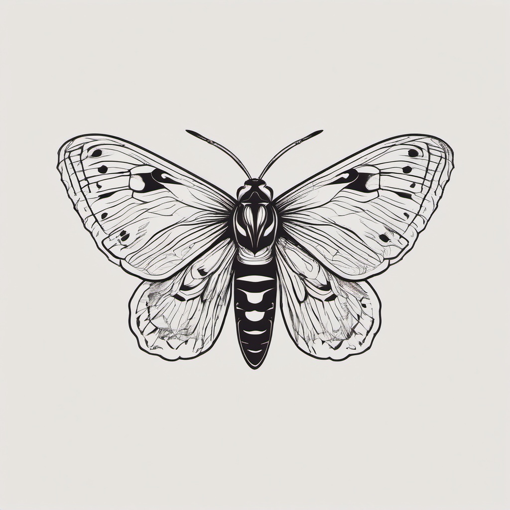 Acherontia Atropos Tattoo - Pay homage to the Acherontia Atropos moth with a tattoo inspired by its distinctive features.  simple vector color tattoo, minimal, white background