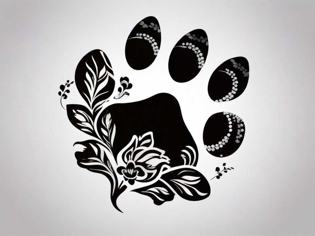 Paw Print clipart - paw print with flowers around it  