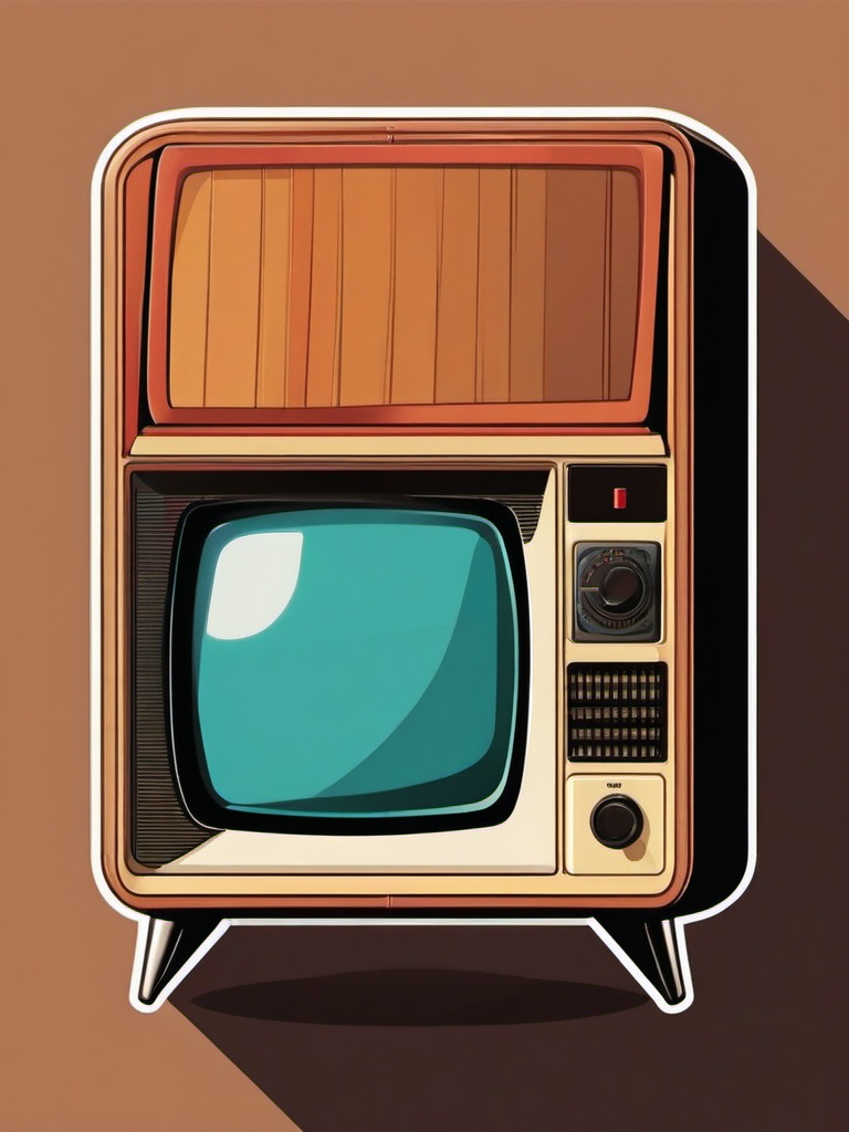 Retro TV and game console sticker- Vintage entertainment, , sticker vector art, minimalist design