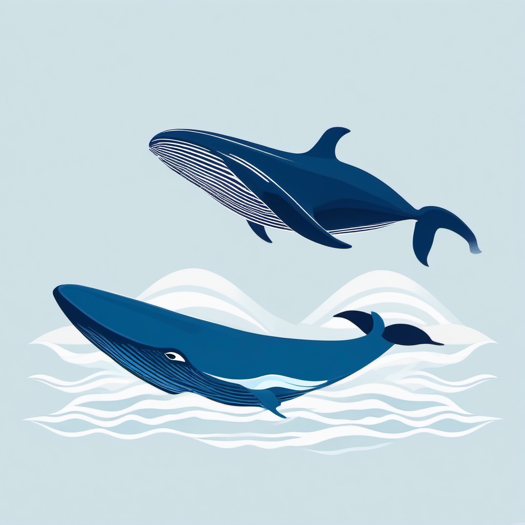 Whale clipart - blue whale swimming in the ocean  color,minimalist,vector clipart