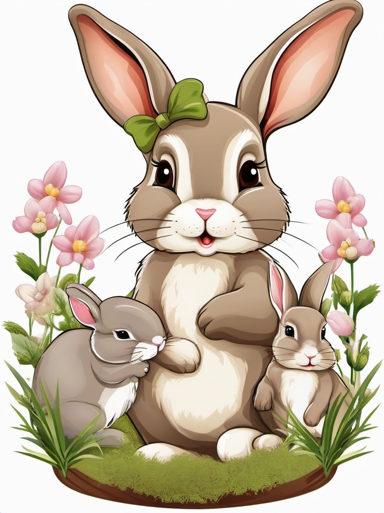 Bunny clipart - bunny with baby bunnies  