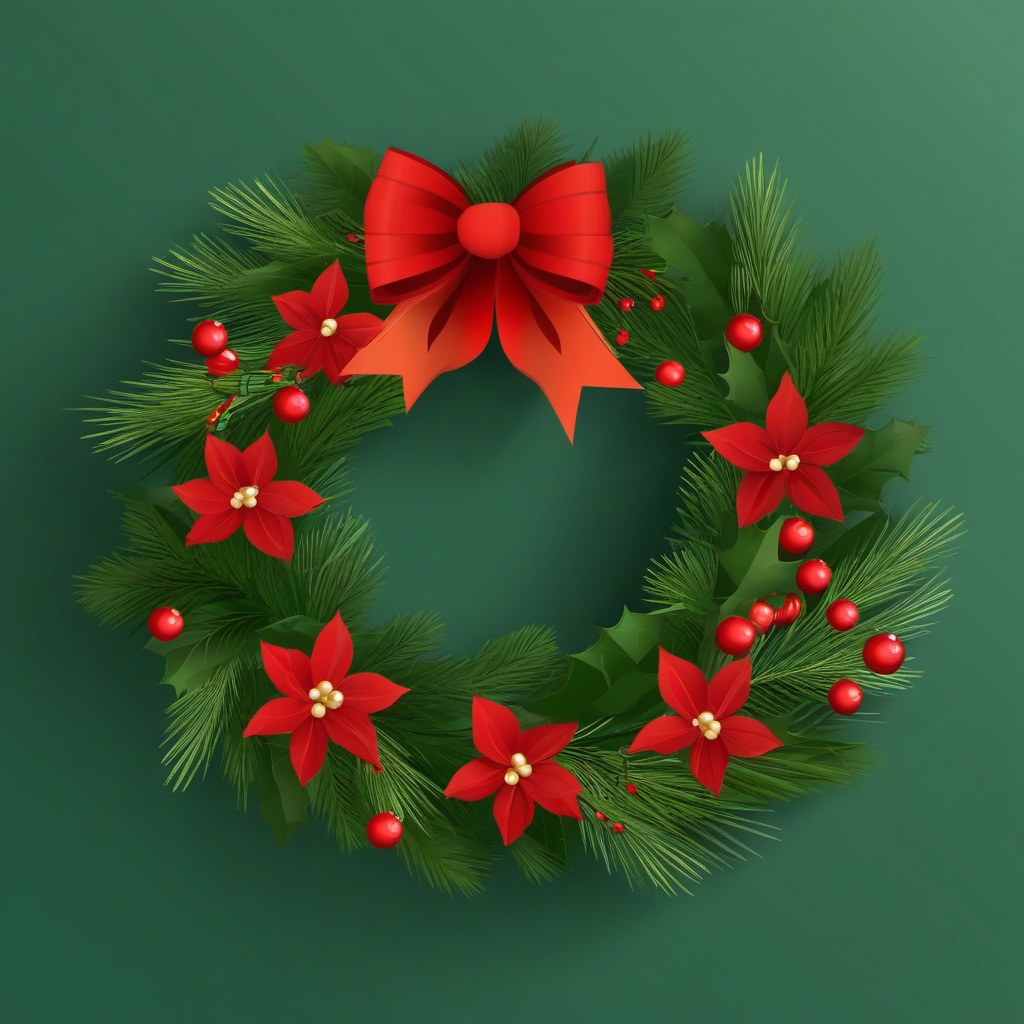 Christmas Wreath Clipart,Illustrating a door decoration with Christmas wreath clipart  simple, 2d flat