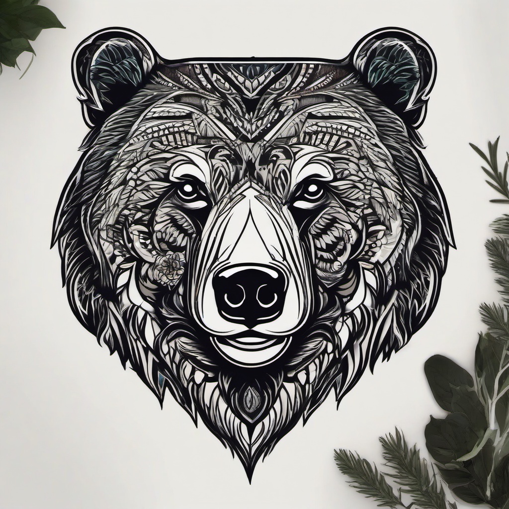 black bear tattoo  simple vector color tattoo