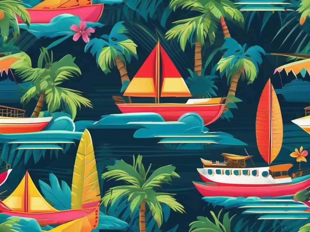 Stitch Backgrounds - Playful Stitch on a Tropical Island Adventure wallpaper, abstract art style, patterns, intricate