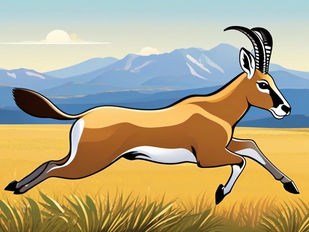 Gazelle Cartoon - Cartoon of gazelle sprinting on plains  