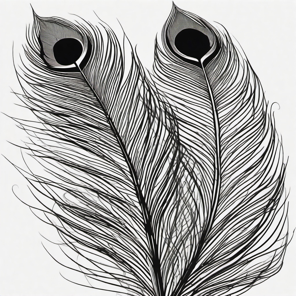 drawing of a peacock feather with intricate details  minimal rough sketch scribbles,doodles,black and white